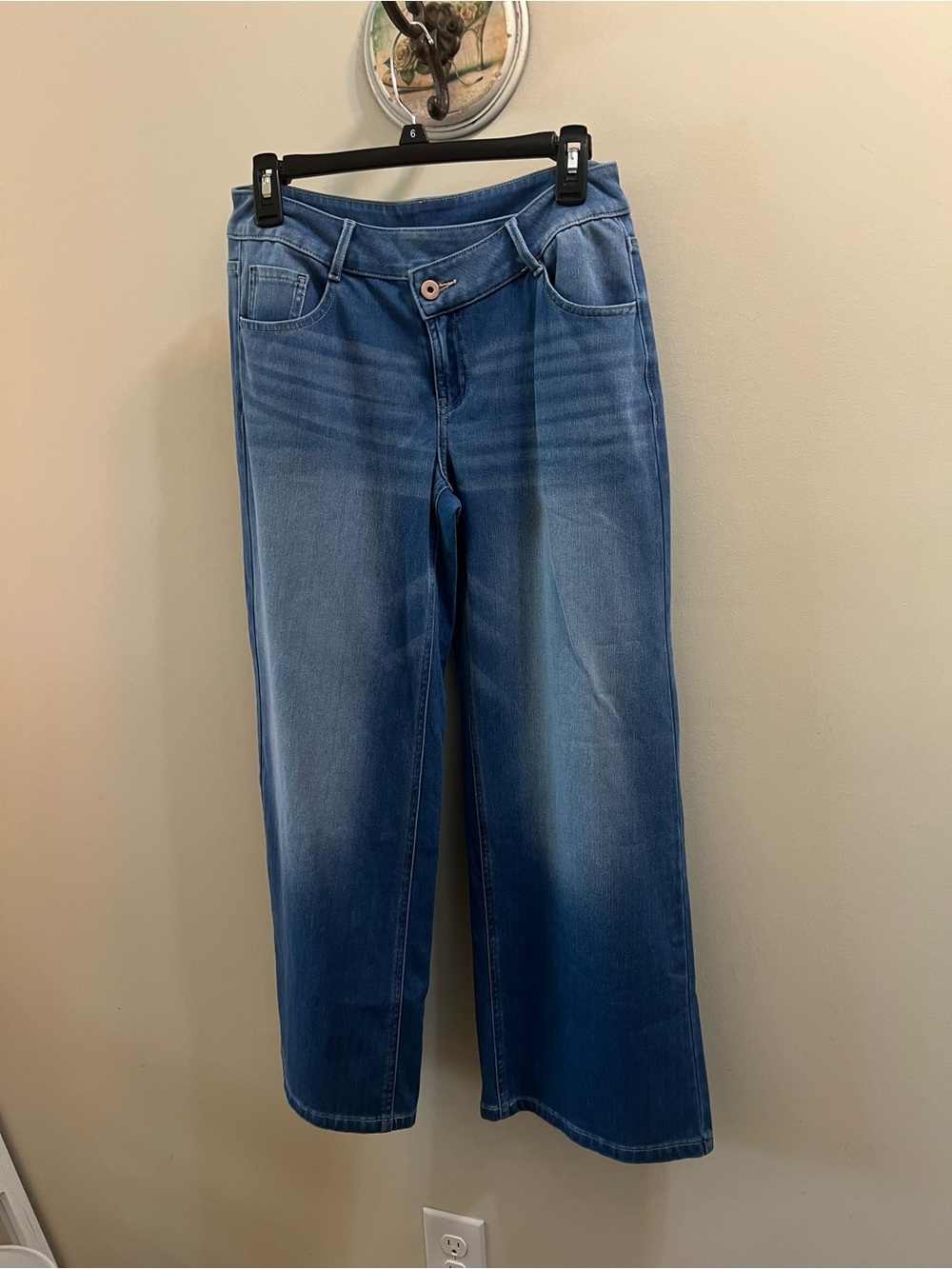 Halara Flex Cross Over Wide-Leg High-Rise Women Jeans - Blue Size Small PETITE
